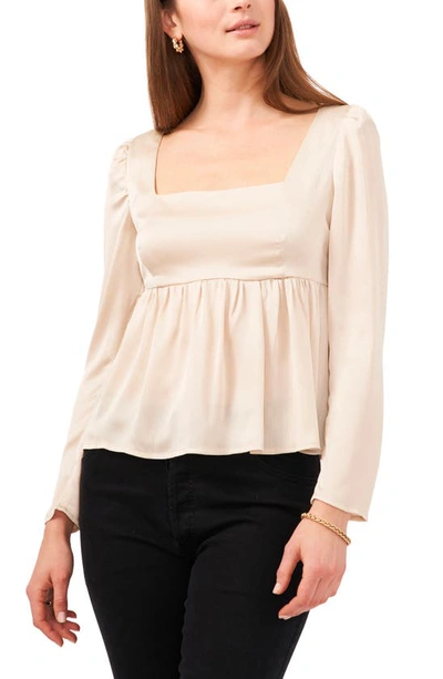 1.state Square Neck Long Sleeve Top In Beige