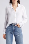 Michael Stars Leo Cotton Gauze High-low Tunic Shirt In White