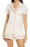 Eberjey Sleep Chic Short Pajamas In Envelope Heart-bone/ Haute Red
