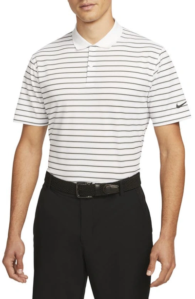 Nike Men's Dri-fit Victory Striped Golf Polo In White