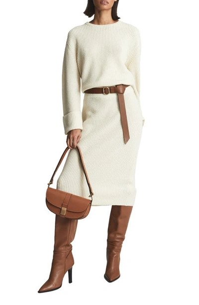 Reiss Jodie - Neutral Knitted Wool Blend Midi Dress, Uk X-small