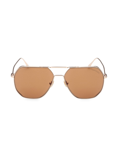 Tom Ford 59mm Polarized Navigator Sunglasses In Gold