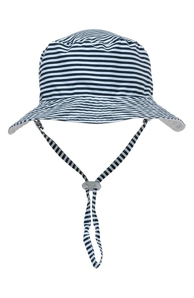 Snapper Rock Kids' Striped Cotton Bucket Hat In Navy