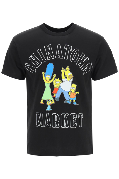 Market X The Simpsons Family Og T-shirt In Black,yellow,white