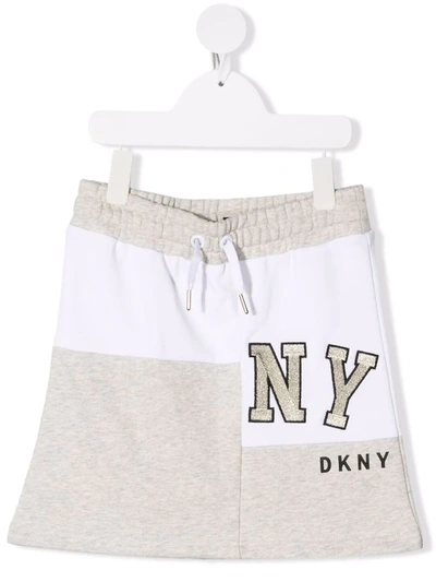 Dkny Teen Two-tone Logo Skirt In Beige