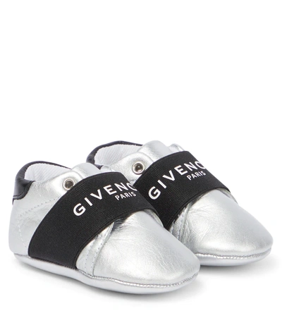 Givenchy Silver Leather Logo Baby Shoes