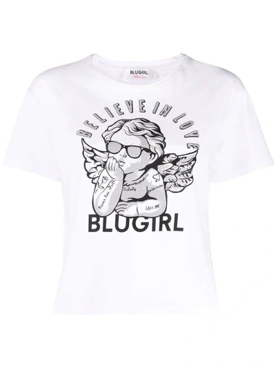 Blugirl Logo-print Cotton T-shirt In Bianco
