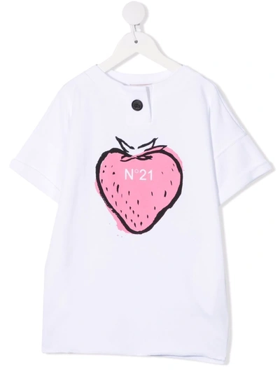 N°21 Kids' Strawberry Graphic T-shirt White