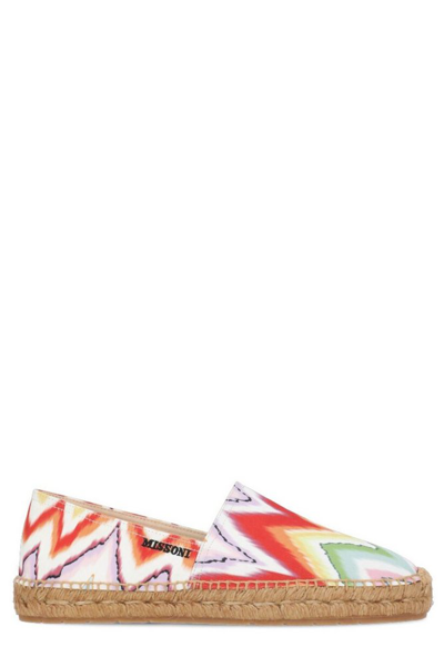 Missoni Multicoloured Zigzag Canvas Espadrilles In White