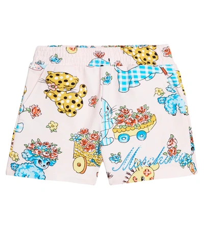 Moschino Kids' All Over Print Jersey Sweat Shorts In Multicolor