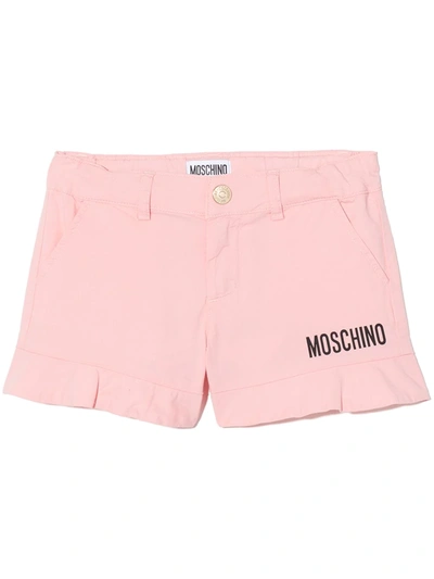 Moschino Kids' Logo Cotton-blend Shorts In Sugar Rose