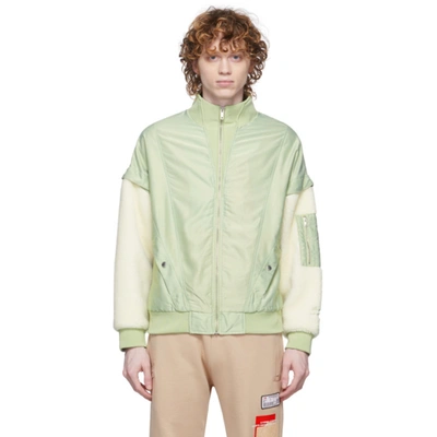 Li-ning Nylon Jacket With Shearling Inserts - Atterley In Green