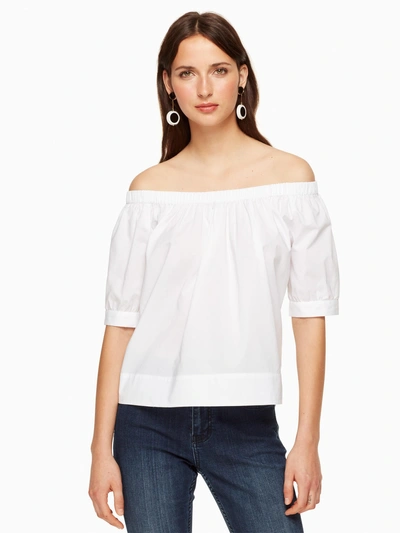 Kate Spade Poplin Off The Shoulder Top In Fresh White