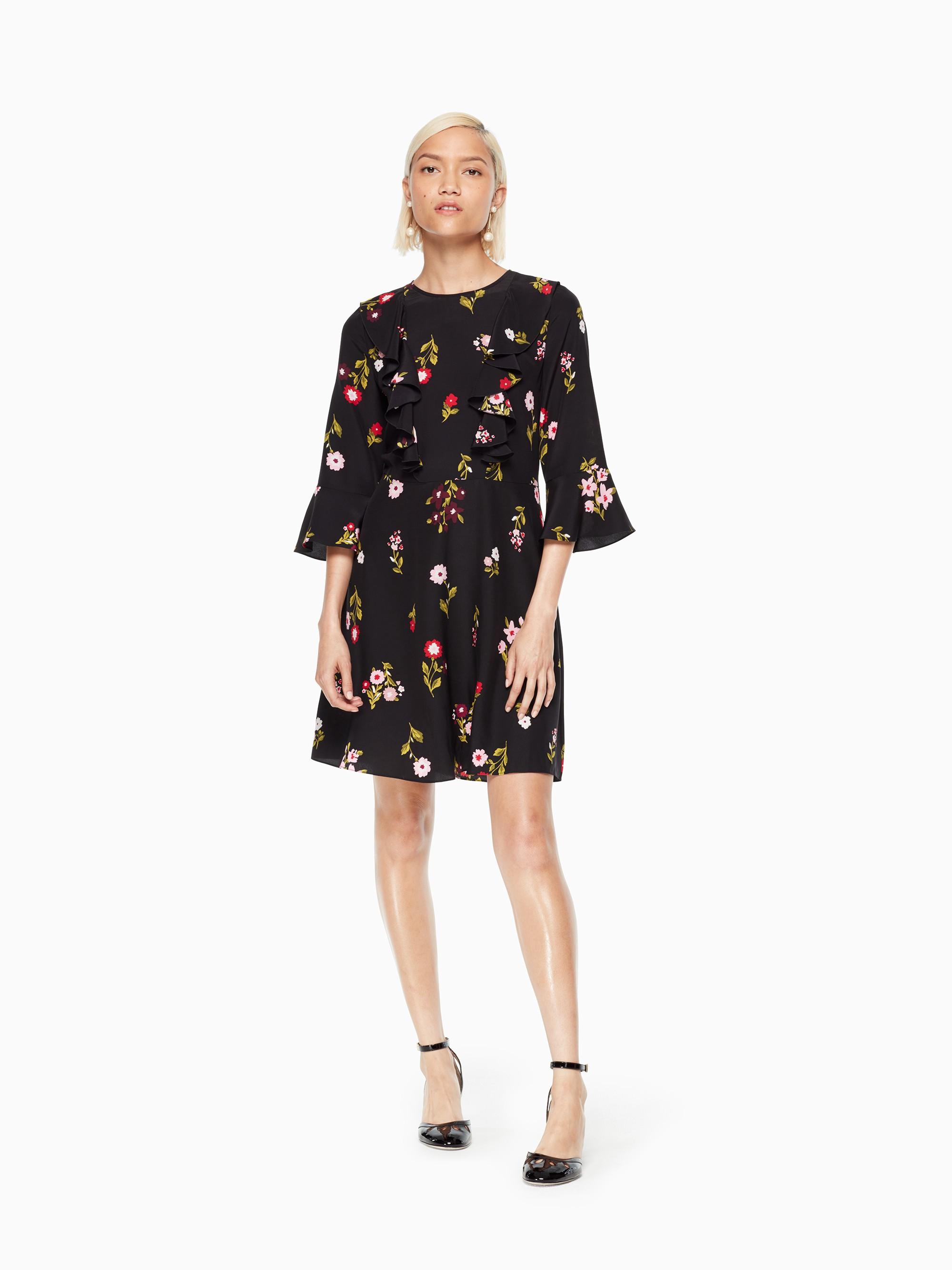 kate spade black ruffle dress