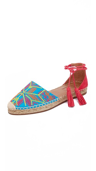 Aquazzura Palm Springs Embroidered Canvas And Suede Espadrilles In ...