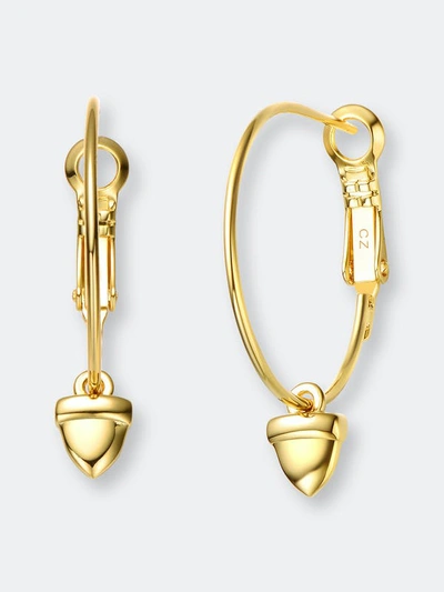 Rachel Glauber 14k Gold Plated Cubic Zirconia Heart Hoop Earrings In Gold-tone