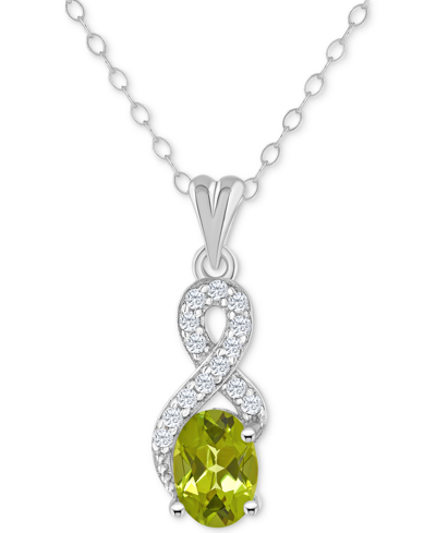Macy's Rhodolite Garnet (1 Ct. T.w.) & White Topaz (1/7 Ct. T.w.) Looped 18" Pendant Necklace In Sterling S In Peridot