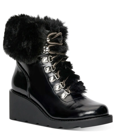 Inc International Concepts Hannia Wedge Booties, Created For Macy's Women's Shoes In Black