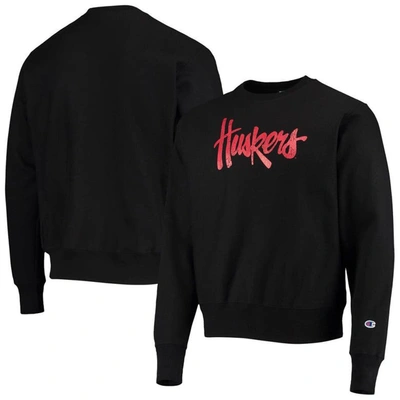 Champion Black Nebraska Huskers Vault Logo Reverse Weave Pullover Sweatshirt
