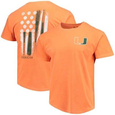 Image One Orange Miami Hurricanes Baseball Flag Comfort Colors T-shirt