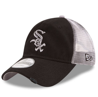 New Era Men's Black Chicago White Sox Team Slick Trucker 9twenty Adjustable Hat
