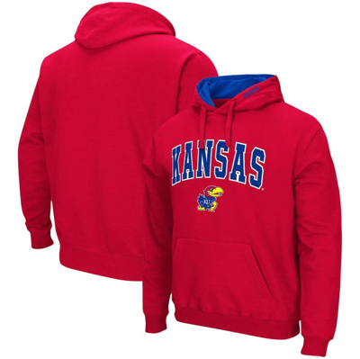 Colosseum Men's  Red Kansas Jayhawks Arch And Logo 3.0 Pullover Hoodie