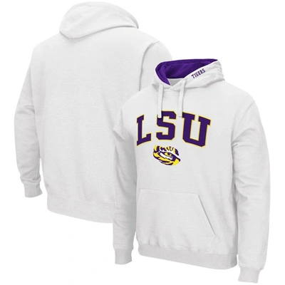 Colosseum Men's White Lsu Tigers Arch Logo 3.0 Pullover Hoodie