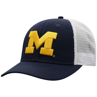 Top Of The World Men's  Navy, White Michigan Wolverines Trucker Snapback Hat In Navy,white