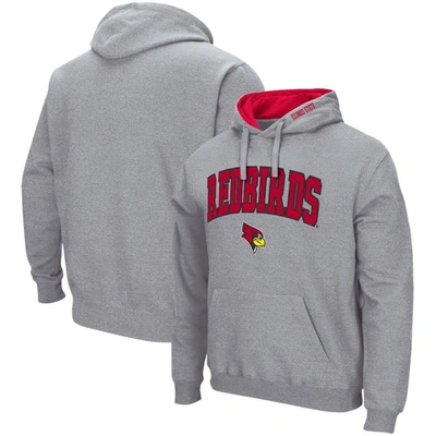 Colosseum Men's  Heathered Gray Illinois State Redbirds Arch & Logo 3.0 Pullover Hoodie