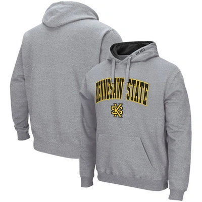Colosseum Heathered Gray Kennesaw State Owls Arch And Logo Pullover Hoodie In Heather Gray