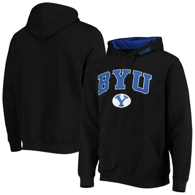 Colosseum Men's  Black Byu Cougars Arch & Logo 3.0 Pullover Hoodie