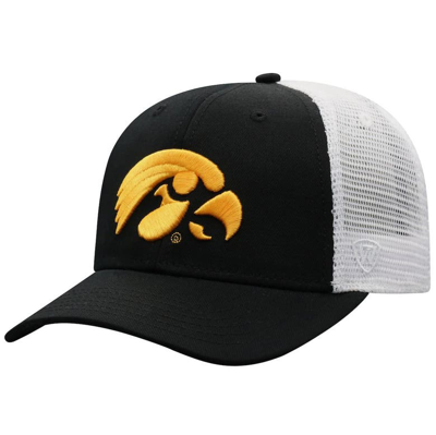 Top Of The World Men's  Black, White Iowa Hawkeyes Trucker Snapback Hat In Black,white