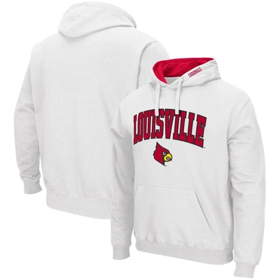 Colosseum Men's  White Louisville Cardinals Arch And Logo 3.0 Pullover Hoodie
