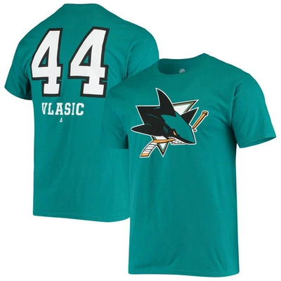 Fanatics Branded Marc-edouard Vlasic Teal San Jose Sharks Player Name And Number T-shirt