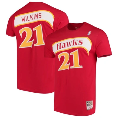 Mitchell & Ness Men's  Dominique Wilkins Red Atlanta Hawks Hardwood Classics Team Name And Number T-s