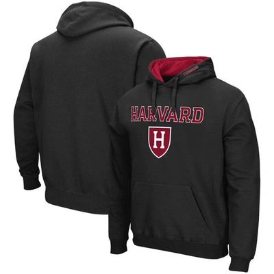 Colosseum Black Harvard Crimson Arch And Logo Pullover Hoodie