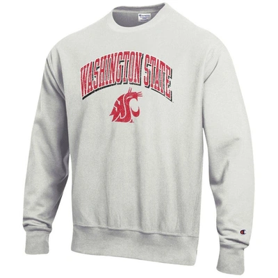 Champion Grey Washington State Cougars Arch Over Logo Reverse Weave Pullover Sweatshirt In Heather Grey