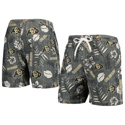 Wes & Willy Black Colorado Buffaloes Vintage Floral Swim Trunks
