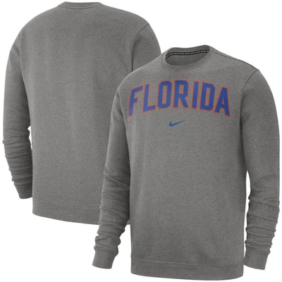 Nike Heathered Gray Florida Gators Club Fleece Sweatshirt In Heather Gray