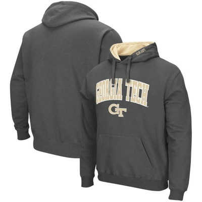 Colosseum Charcoal Georgia Tech Yellow Jackets Arch And Logo Pullover Hoodie
