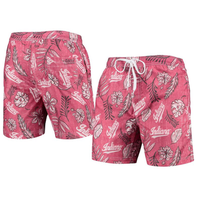 Wes & Willy Men's  Crimson Indiana Hoosiers Vintage Floral Swim Trunks