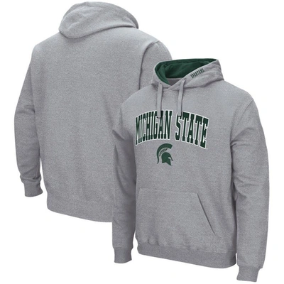 Colosseum Men's  Heathered Gray Michigan State Spartans Arch And Logo 3.0 Pullover Hoodie