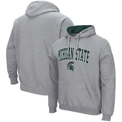 Colosseum Men's Michigan State Spartans Arch Logo 3.0 Pullover Hoodie In Heathered Gray