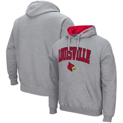 Colosseum Men's  Heathered Gray Louisville Cardinals Arch And Logo 3.0 Pullover Hoodie