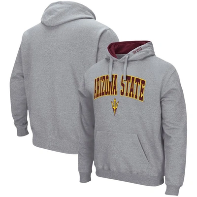 Colosseum Men's Heather Gray Arizona State Sun Devils Arch Logo 3.0 Pullover Hoodie In Heathered Gray