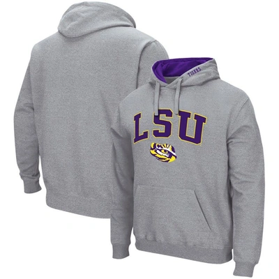 Colosseum Men's Heather Gray Lsu Tigers Arch Logo 3.0 Pullover Hoodie In Heathered Gray