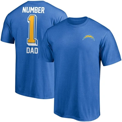 Fanatics Branded Powder Blue Los Angeles Chargers #1 Dad T-shirt