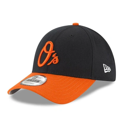 New Era Baltimore Orioles Black League 9forty Adjustable Hat In Black/orange