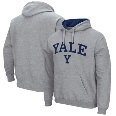 Colosseum Heathered Gray Yale Bulldogs Arch And Logo Pullover Hoodie
