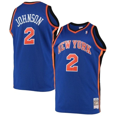 Mitchell & Ness Larry Johnson Blue New York Knicks 1998/99 Big & Tall Hardwood Classics Swingman Jer
